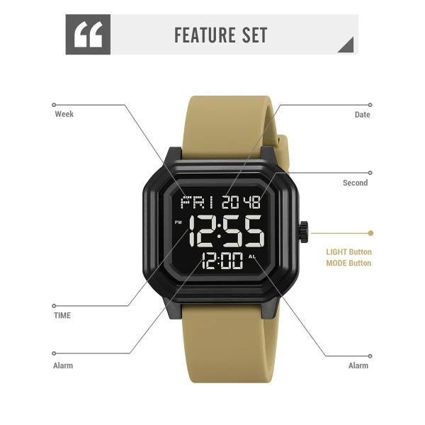 Skmei 2558 Multifunction Digital Sports Watch with Dual Time and Countdown (50M Waterproof) - Image 5
