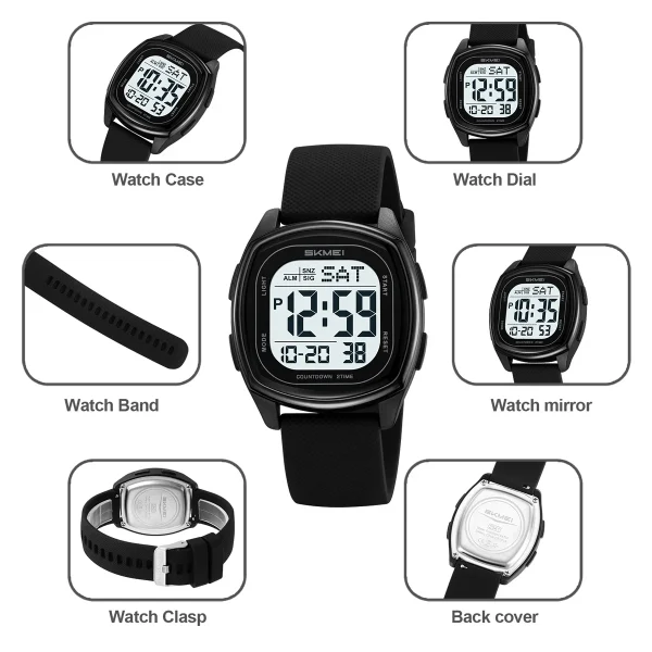 Skmei 2541 Multifunction Digital Sports Watch with Dual Time and Countdown for Men Women (50M Waterproof) - Image 4
