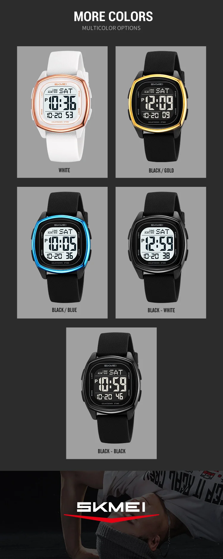 SKMEI Sports Digital Electronics Watches For Men Women Count Down Watch Casual Fashion Waterproof Wristwatch Relogio Masculino