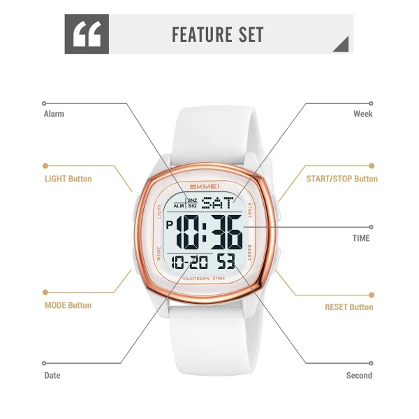 Skmei 2541 Multifunction Digital Sports Watch with Dual Time and Countdown for Men Women (50M Waterproof) - Image 5