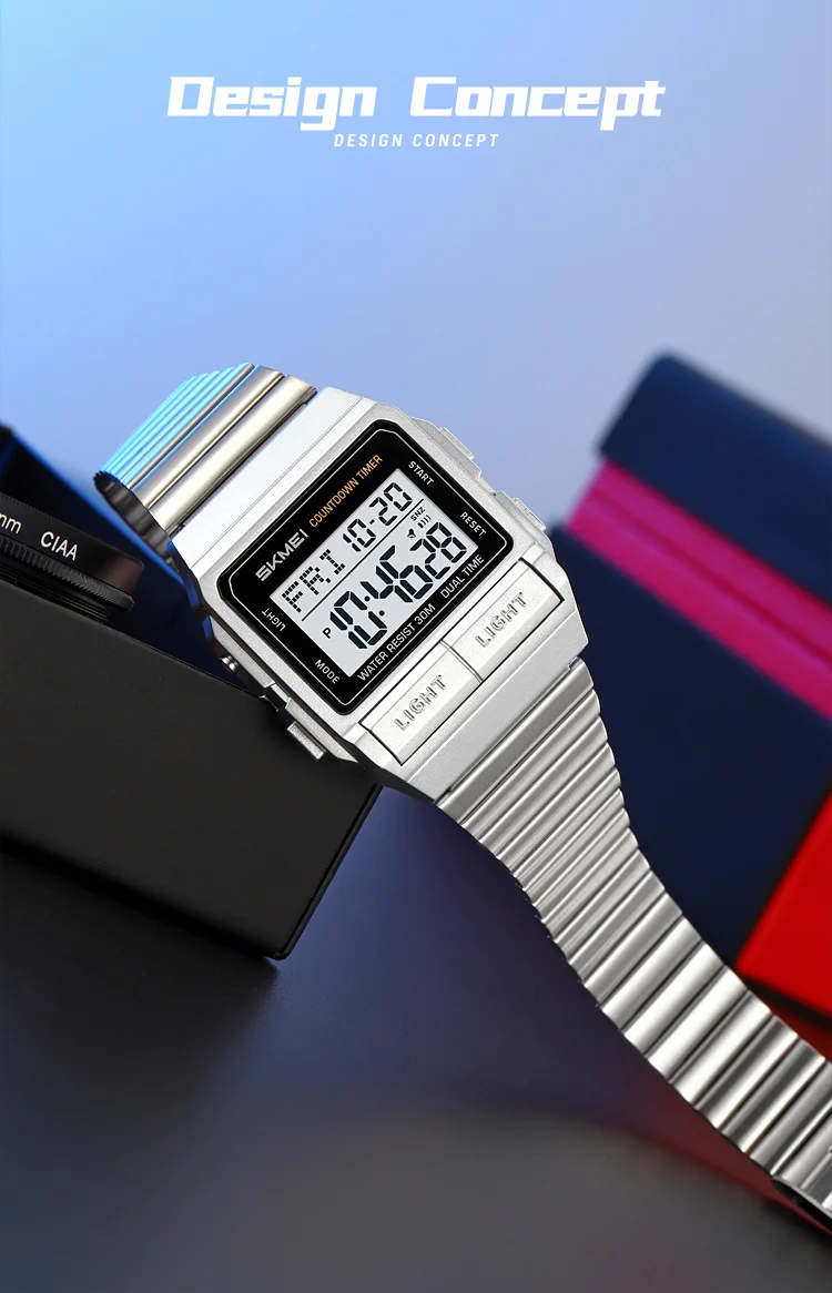SKMEI Sports Waterproof Digital Electronics Watch For Men Women Fashion Simple 2Time EL Light Count Down Wristwatch Reloj Hombre
