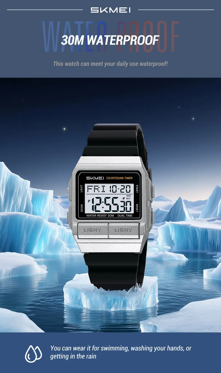 SKMEI Sports Waterproof Digital Electronics Watch For Men Women Fashion Simple 2Time EL Light Count Down Wristwatch Reloj Hombre