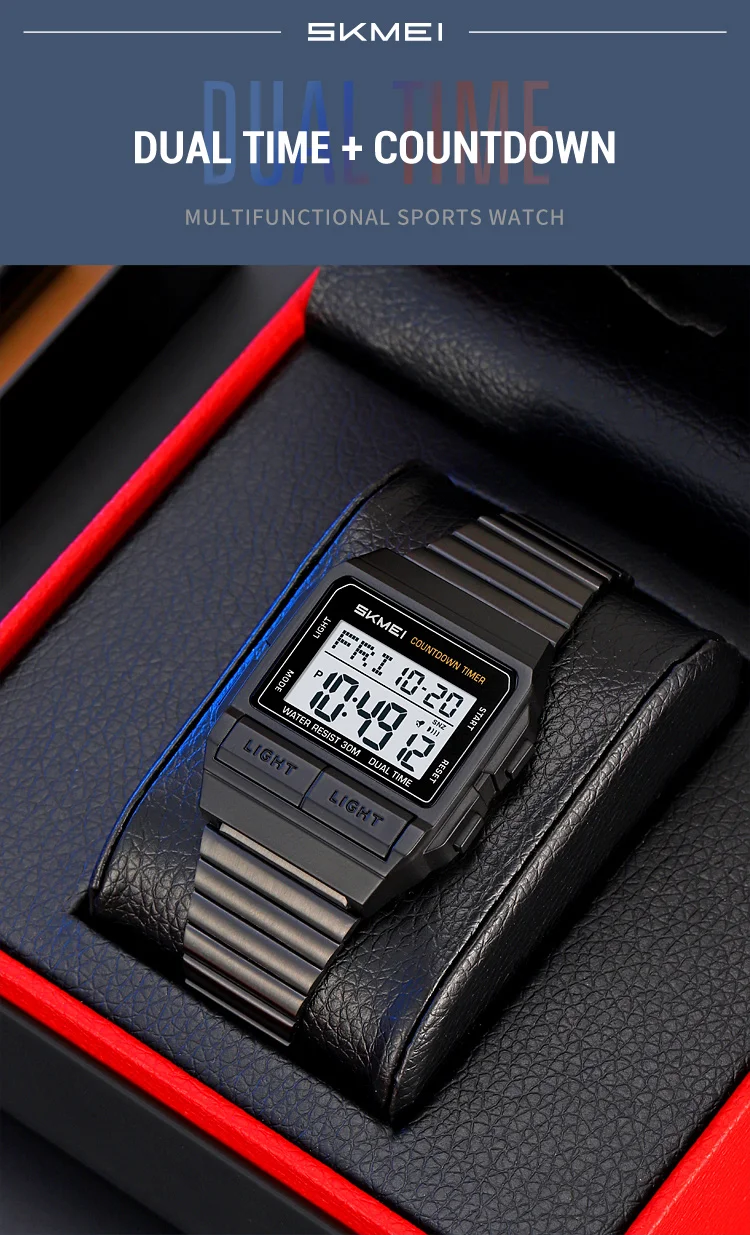 SKMEI Sports Waterproof Digital Electronics Watch For Men Women Fashion Simple 2Time EL Light Count Down Wristwatch Reloj Hombre