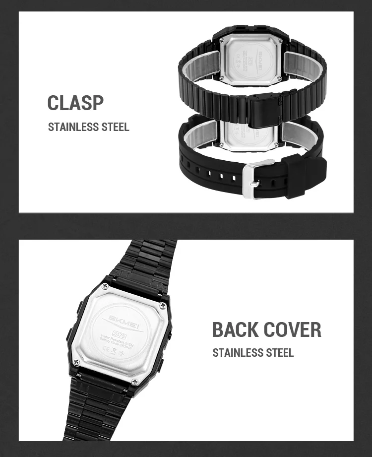 SKMEI Sports Waterproof Digital Electronics Watch For Men Women Fashion Simple 2Time EL Light Count Down Wristwatch Reloj Hombre