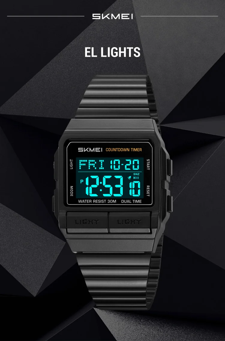 SKMEI Sports Waterproof Digital Electronics Watch For Men Women Fashion Simple 2Time EL Light Count Down Wristwatch Reloj Hombre