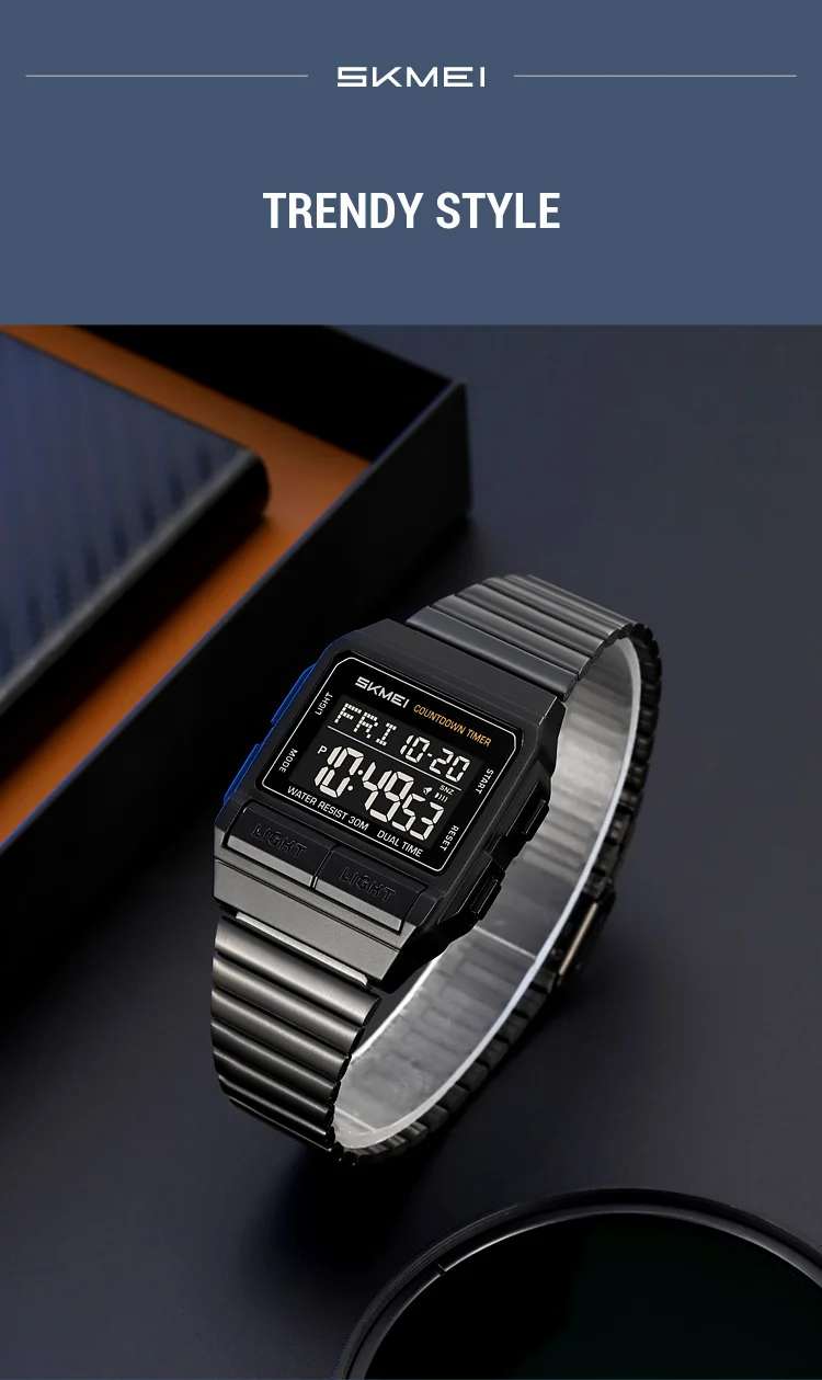 SKMEI Sports Waterproof Digital Electronics Watch For Men Women Fashion Simple 2Time EL Light Count Down Wristwatch Reloj Hombre