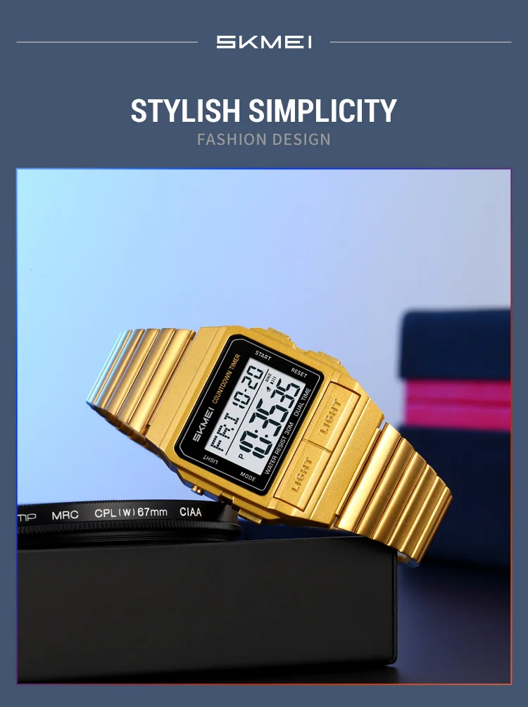 SKMEI Sports Waterproof Digital Electronics Watch For Men Women Fashion Simple 2Time EL Light Count Down Wristwatch Reloj Hombre