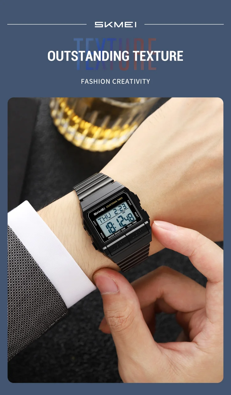 SKMEI Sports Waterproof Digital Electronics Watch For Men Women Fashion Simple 2Time EL Light Count Down Wristwatch Reloj Hombre