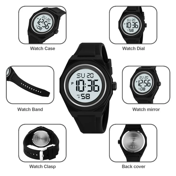 SKMEI 2506 Multifunction Digital Sports Watch with EL Backlight and Countdown Timer for Men Women (50M Waterproof) - Image 4