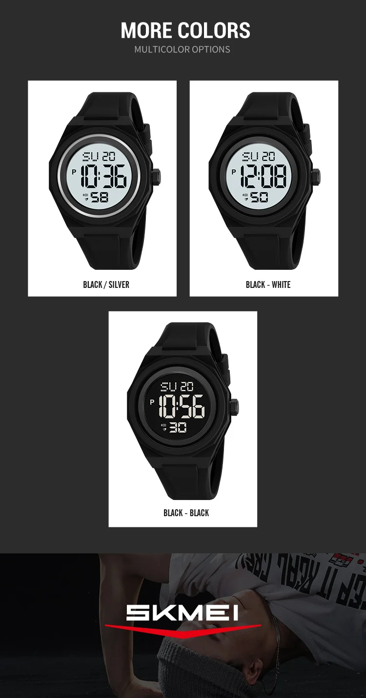 SKMEI Casual Creative Sports Digital Wristwatch For Men Women 5Bar Waterproof Watches Fashion EL Light Outdoor Electronics Watch