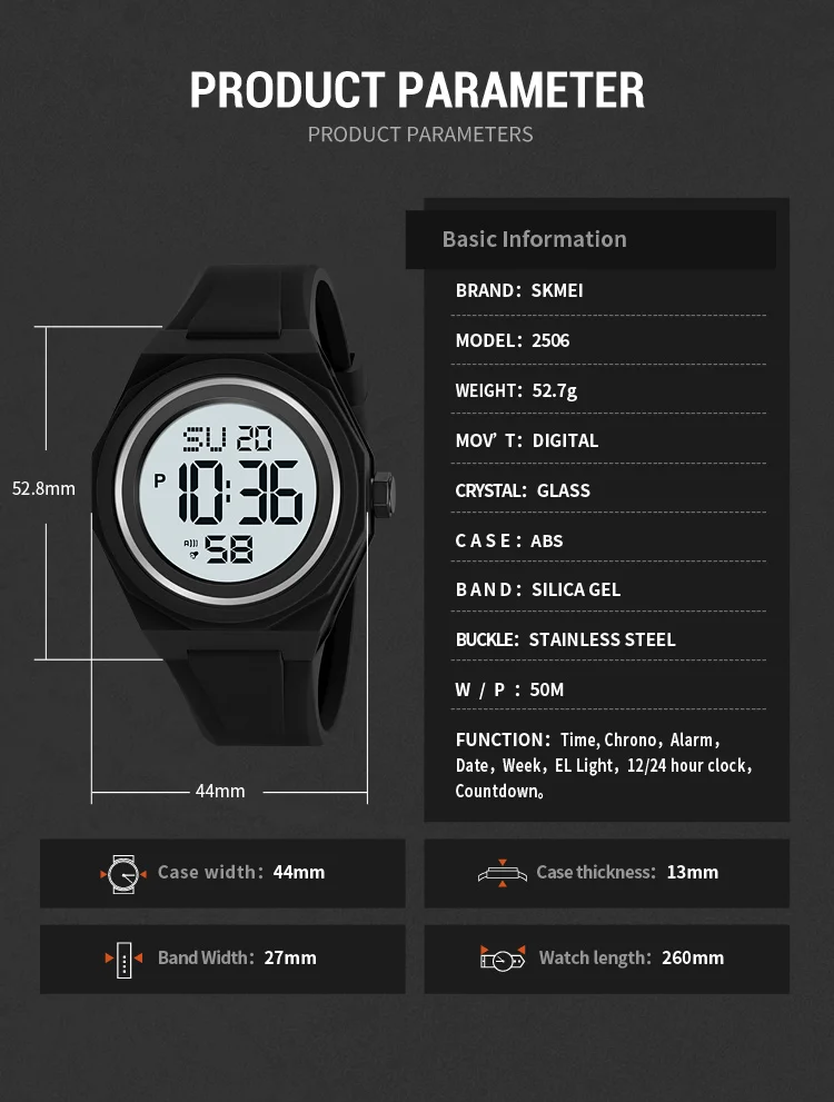 SKMEI Casual Creative Sports Digital Wristwatch For Men Women 5Bar Waterproof Watches Fashion EL Light Outdoor Electronics Watch