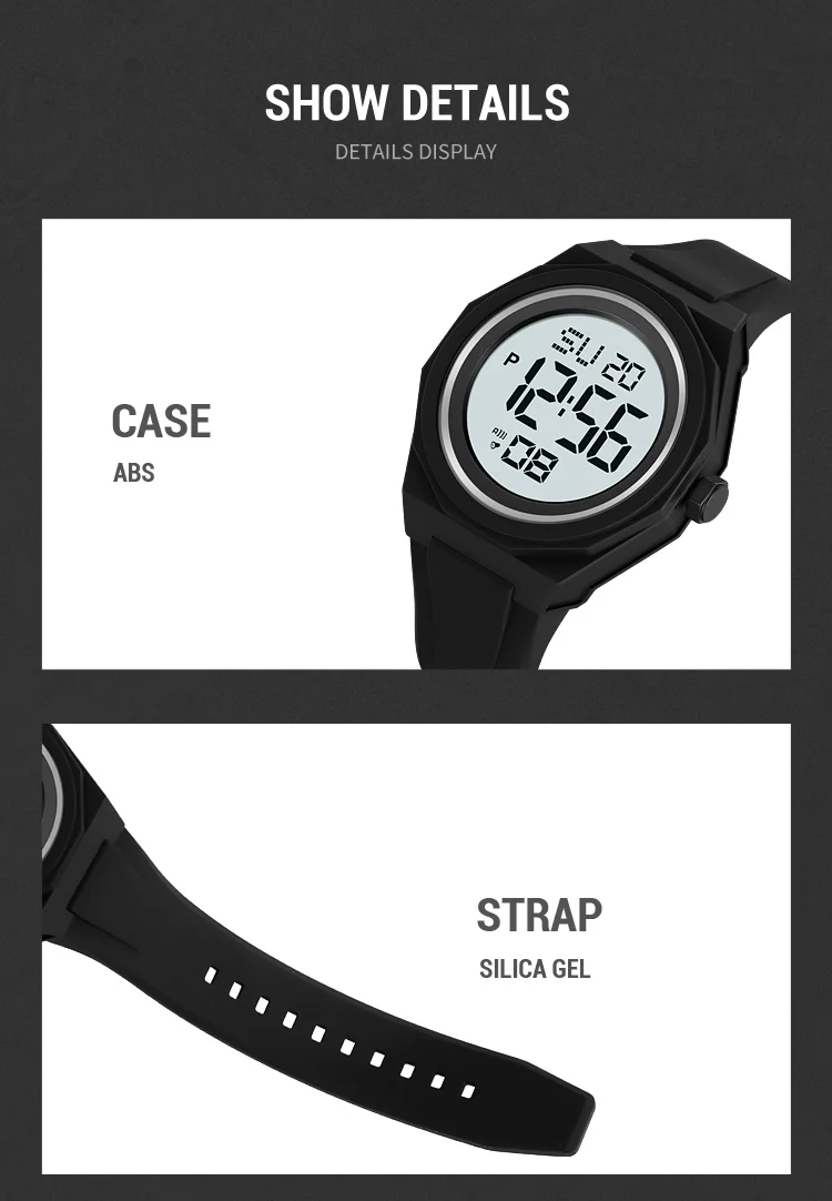 SKMEI Casual Creative Sports Digital Wristwatch For Men Women 5Bar Waterproof Watches Fashion EL Light Outdoor Electronics Watch