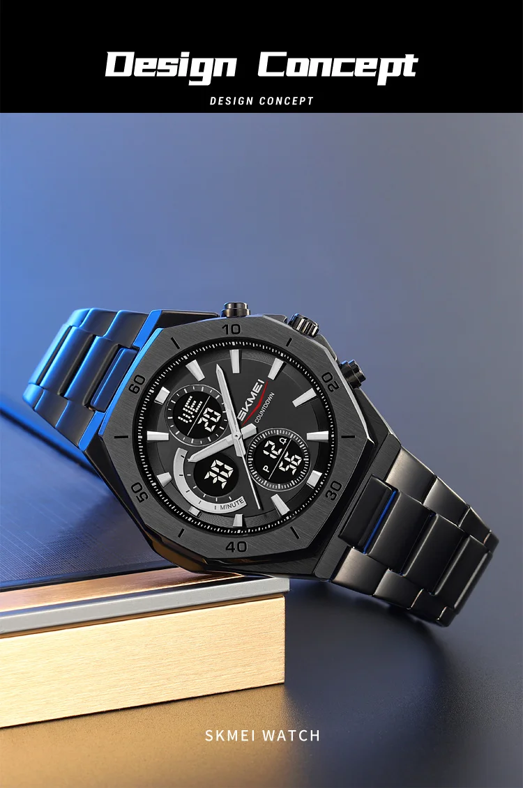 SKMEI Business Dual Time Display Digital Electronic Watch Sport LED Light Watch Waterproof Wristwatch For Men Women Reloj Hombre