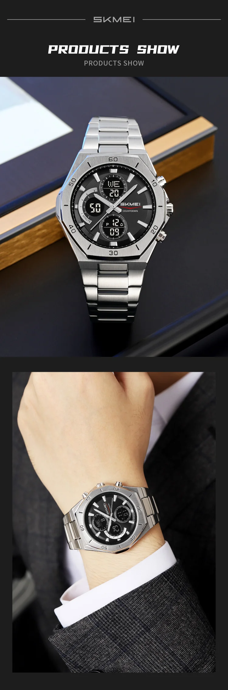 SKMEI Business Dual Time Display Digital Electronic Watch Sport LED Light Watch Waterproof Wristwatch For Men Women Reloj Hombre