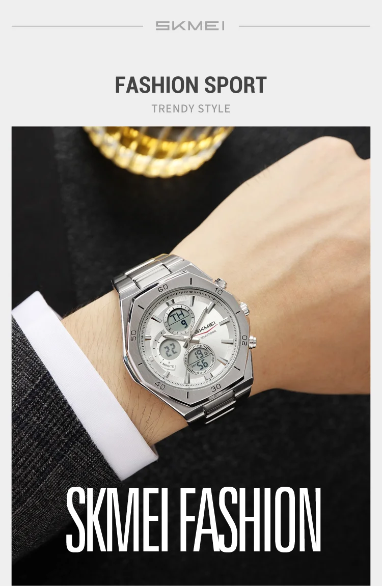 SKMEI Business Dual Time Display Digital Electronic Watch Sport LED Light Watch Waterproof Wristwatch For Men Women Reloj Hombre