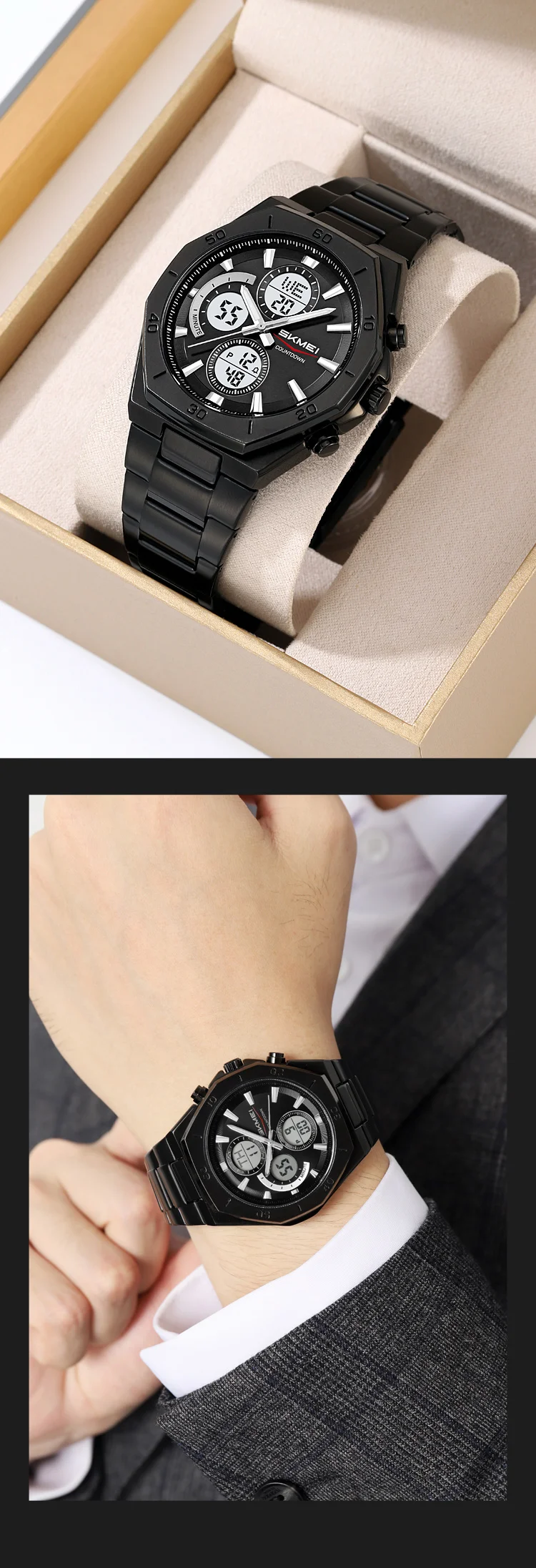 SKMEI Business Dual Time Display Digital Electronic Watch Sport LED Light Watch Waterproof Wristwatch For Men Women Reloj Hombre