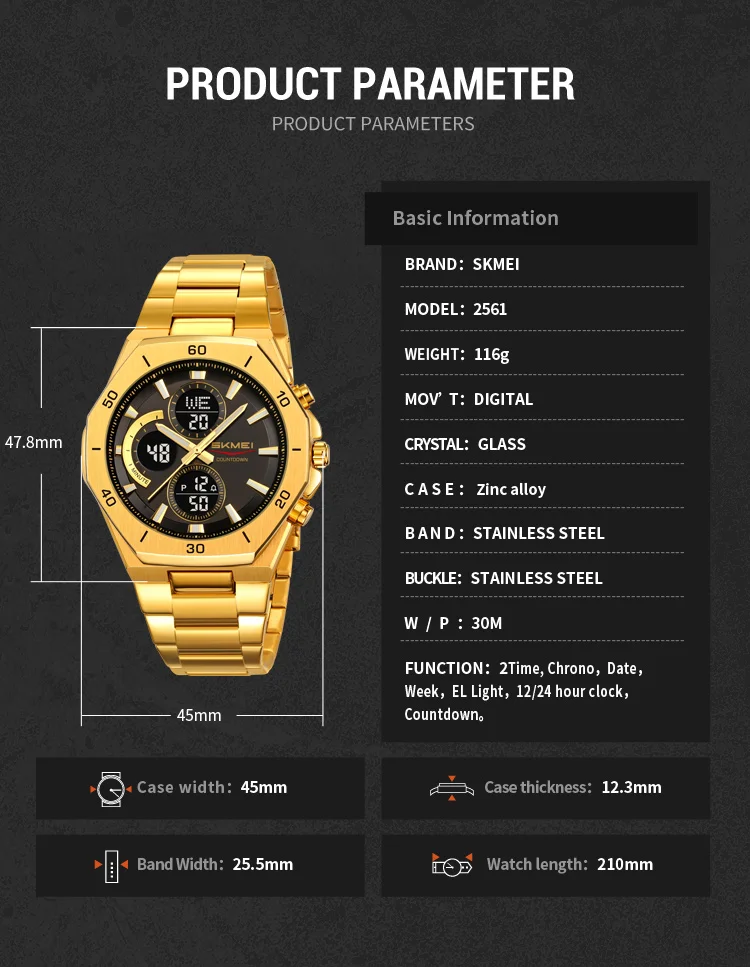 SKMEI Business Dual Time Display Digital Electronic Watch Sport LED Light Watch Waterproof Wristwatch For Men Women Reloj Hombre