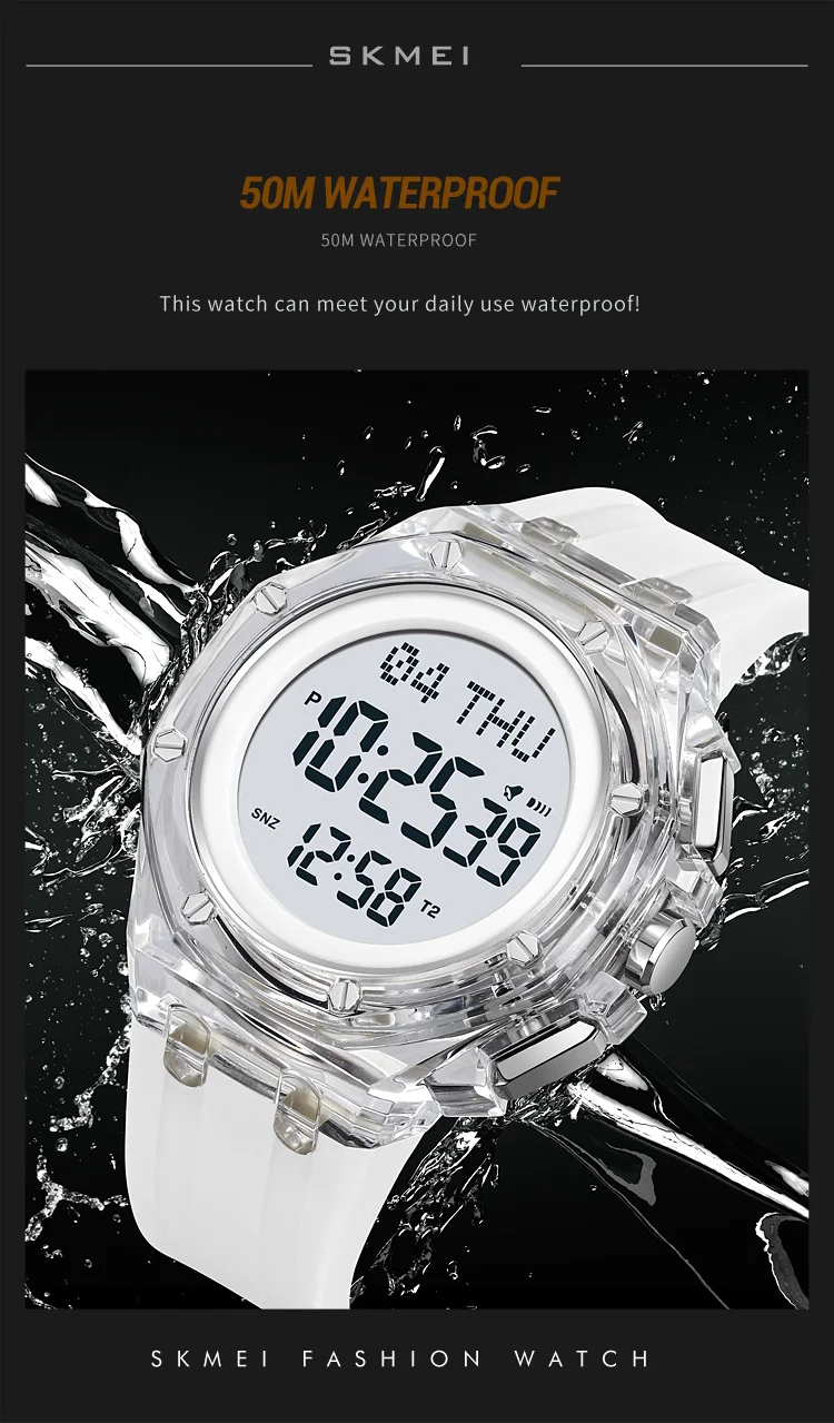 SKMEI Daylight Saving Time Sports Digital Watch For Men Women Casual 4 Alarm Electronics Waterproof Wristwatch Relogio Masculino