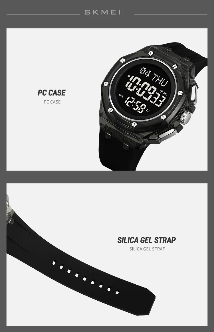 SKMEI Daylight Saving Time Sports Digital Watch For Men Women Casual 4 Alarm Electronics Waterproof Wristwatch Relogio Masculino