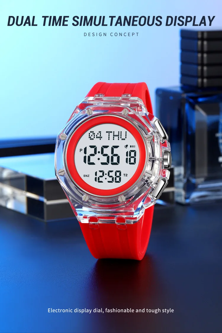 SKMEI Daylight Saving Time Sports Digital Watch For Men Women Casual 4 Alarm Electronics Waterproof Wristwatch Relogio Masculino