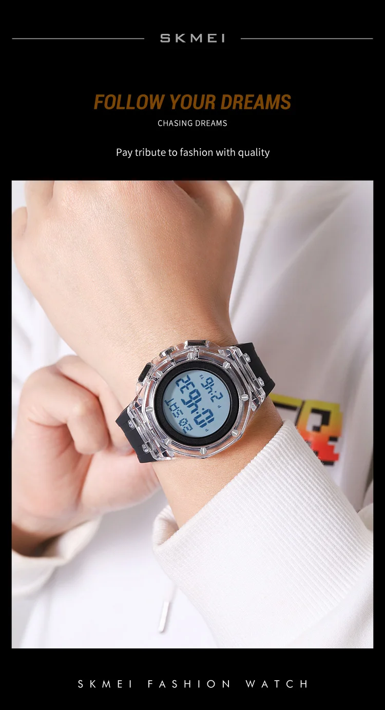 SKMEI Daylight Saving Time Sports Digital Watch For Men Women Casual 4 Alarm Electronics Waterproof Wristwatch Relogio Masculino