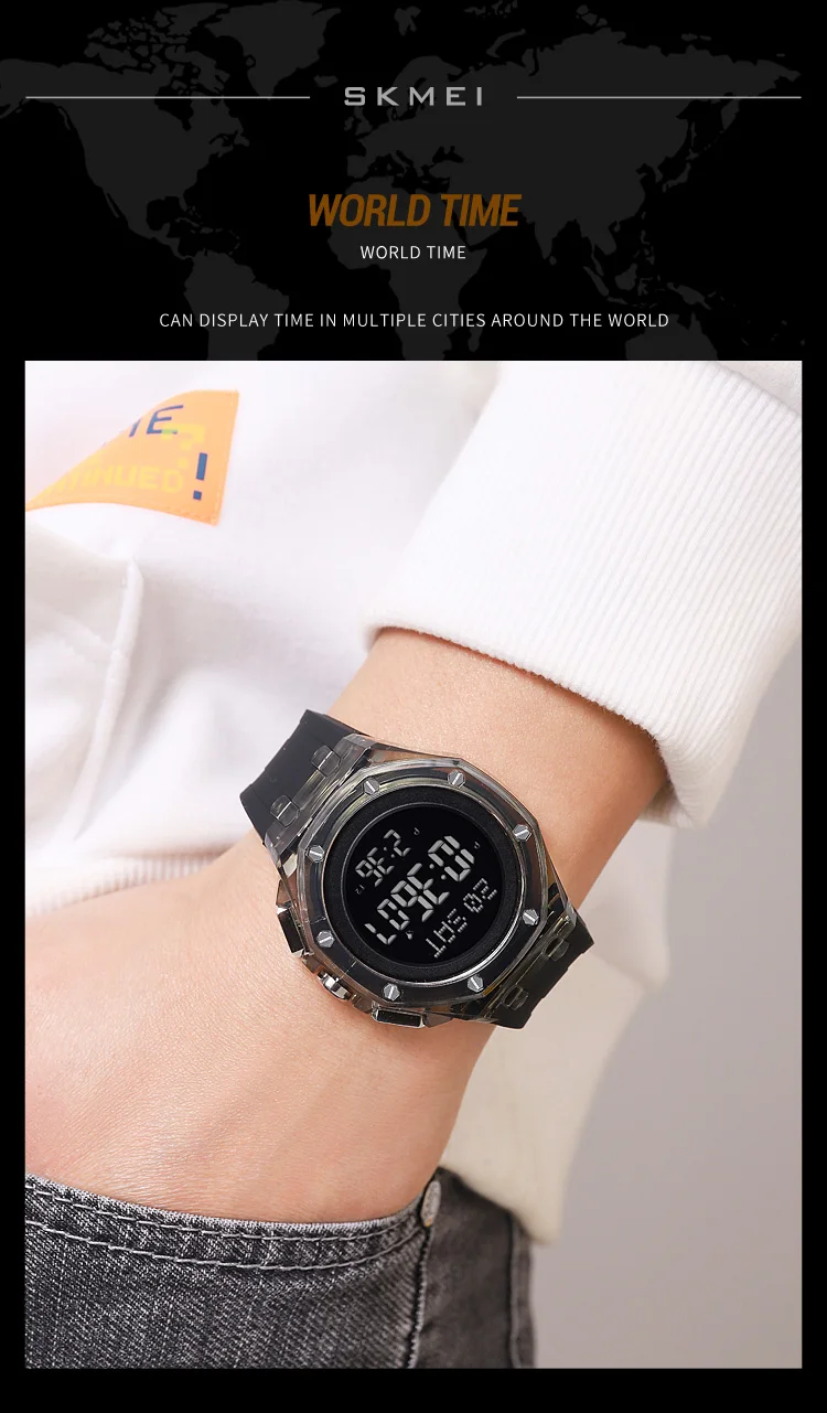 SKMEI Daylight Saving Time Sports Digital Watch For Men Women Casual 4 Alarm Electronics Waterproof Wristwatch Relogio Masculino