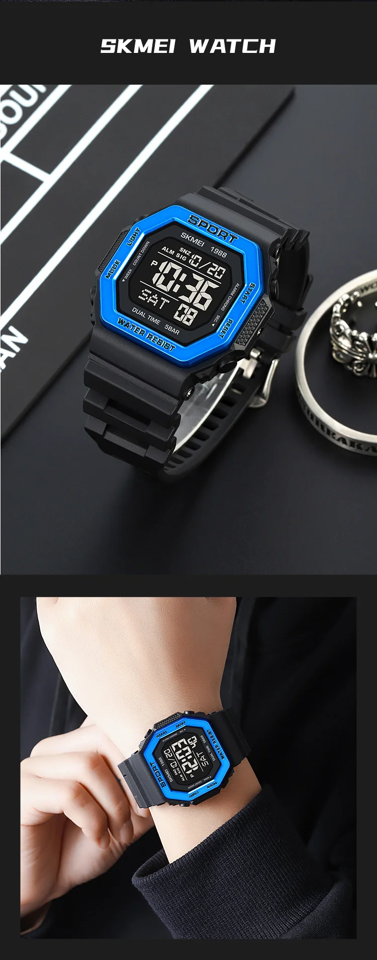 SKMEI Fashion Countdown Sports Digital Watches For Men Women 5Bar Waterproof Chrono Military Electronics Wristwatch Reloj Hombre