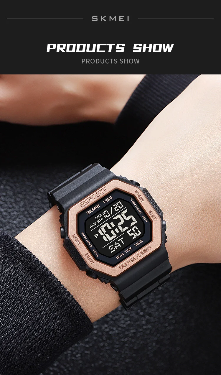 SKMEI Fashion Countdown Sports Digital Watches For Men Women 5Bar Waterproof Chrono Military Electronics Wristwatch Reloj Hombre