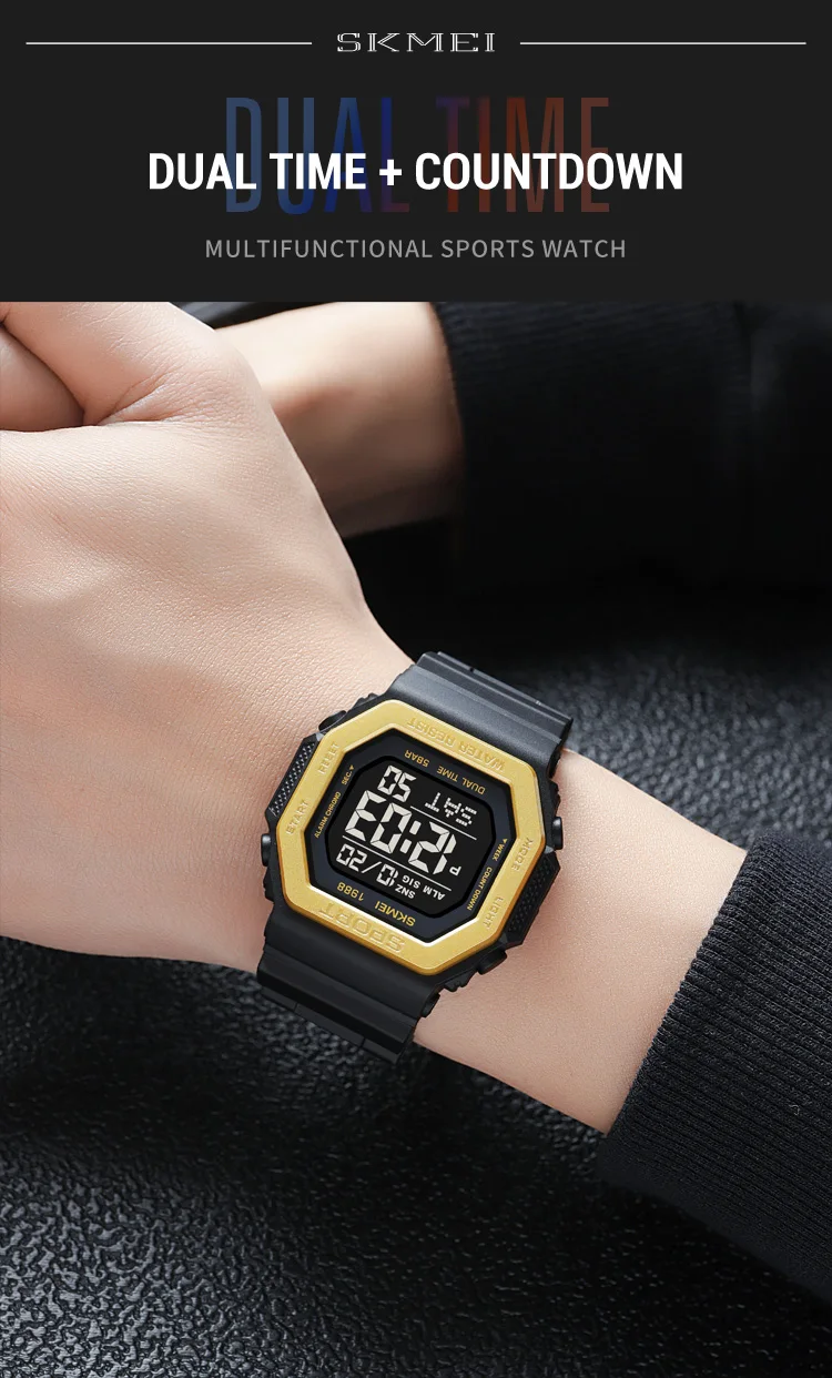 SKMEI Fashion Countdown Sports Digital Watches For Men Women 5Bar Waterproof Chrono Military Electronics Wristwatch Reloj Hombre