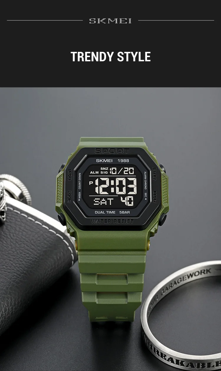 SKMEI Fashion Countdown Sports Digital Watches For Men Women 5Bar Waterproof Chrono Military Electronics Wristwatch Reloj Hombre