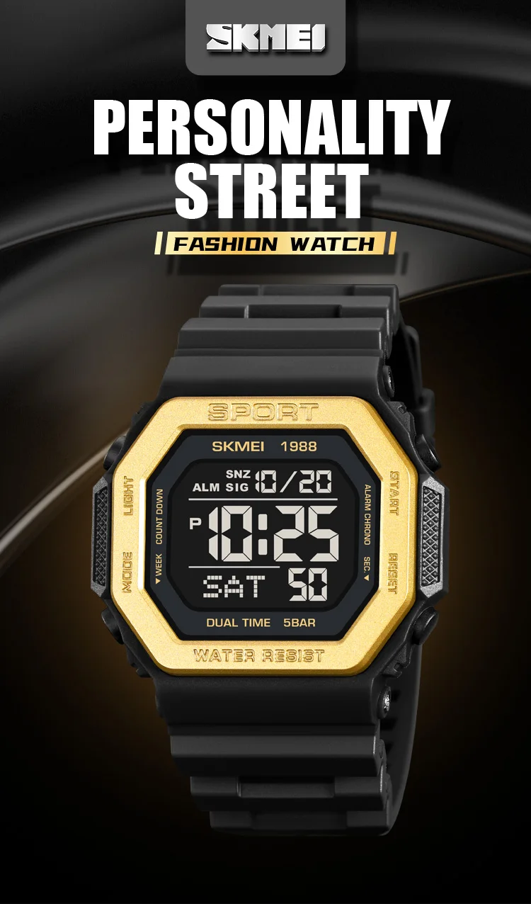 SKMEI Fashion Countdown Sports Digital Watches For Men Women 5Bar Waterproof Chrono Military Electronics Wristwatch Reloj Hombre