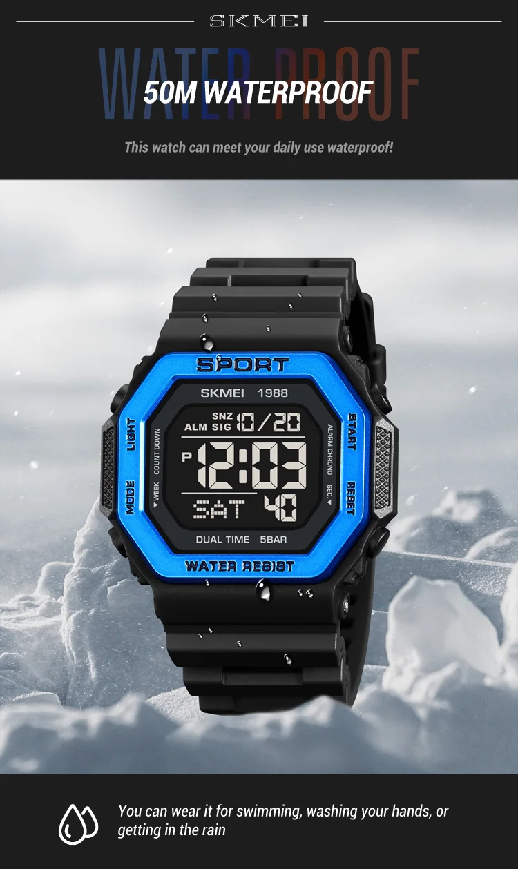 SKMEI Fashion Countdown Sports Digital Watches For Men Women 5Bar Waterproof Chrono Military Electronics Wristwatch Reloj Hombre