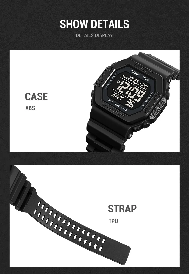 SKMEI Fashion Countdown Sports Digital Watches For Men Women 5Bar Waterproof Chrono Military Electronics Wristwatch Reloj Hombre
