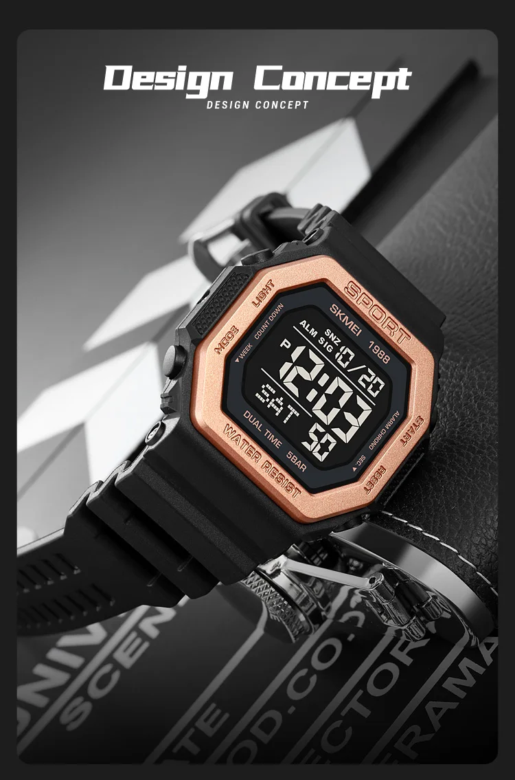 SKMEI Fashion Countdown Sports Digital Watches For Men Women 5Bar Waterproof Chrono Military Electronics Wristwatch Reloj Hombre