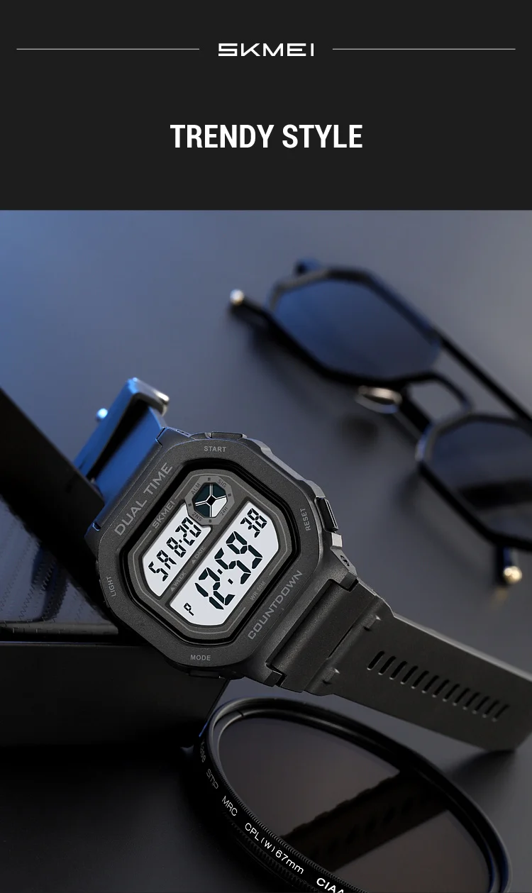 SKMEI Large Dial Sport Digital Electronics Watches For Men Women Students Fashion Chrono Countdown Alarm Wristwatch reloj hombre