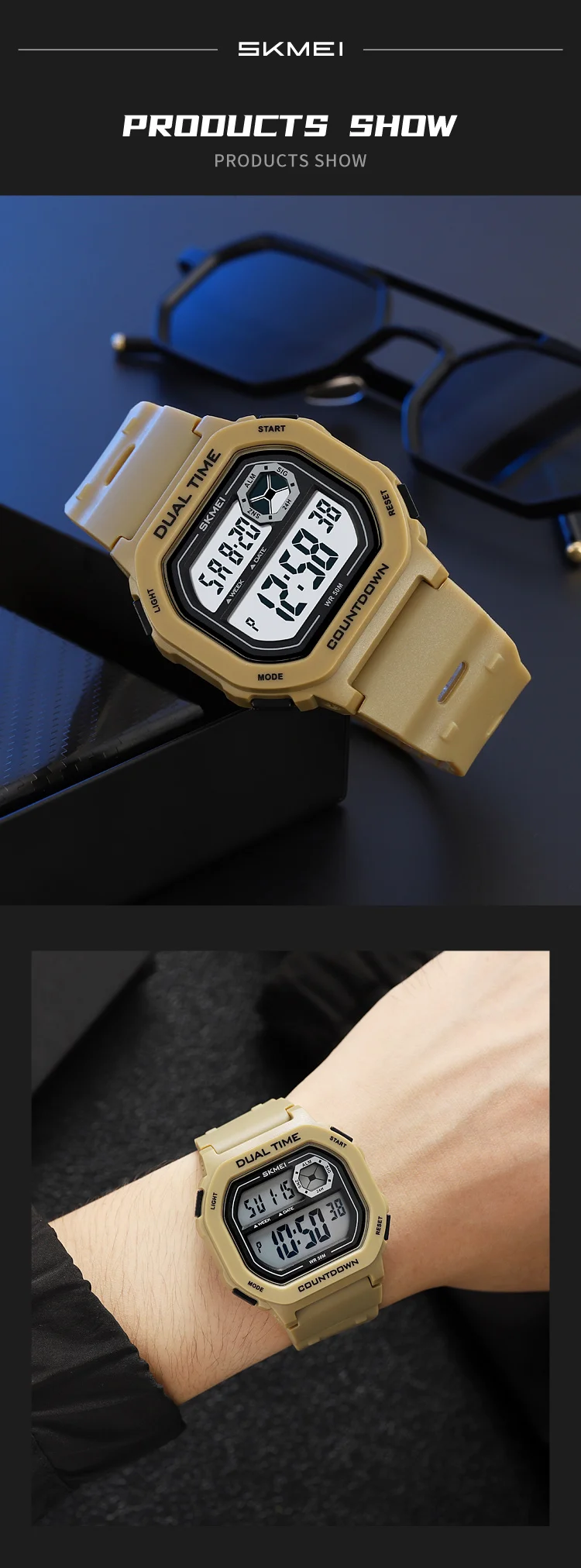 SKMEI Large Dial Sport Digital Electronics Watches For Men Women Students Fashion Chrono Countdown Alarm Wristwatch reloj hombre