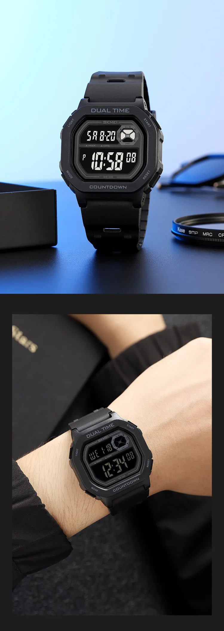 SKMEI Large Dial Sport Digital Electronics Watches For Men Women Students Fashion Chrono Countdown Alarm Wristwatch reloj hombre