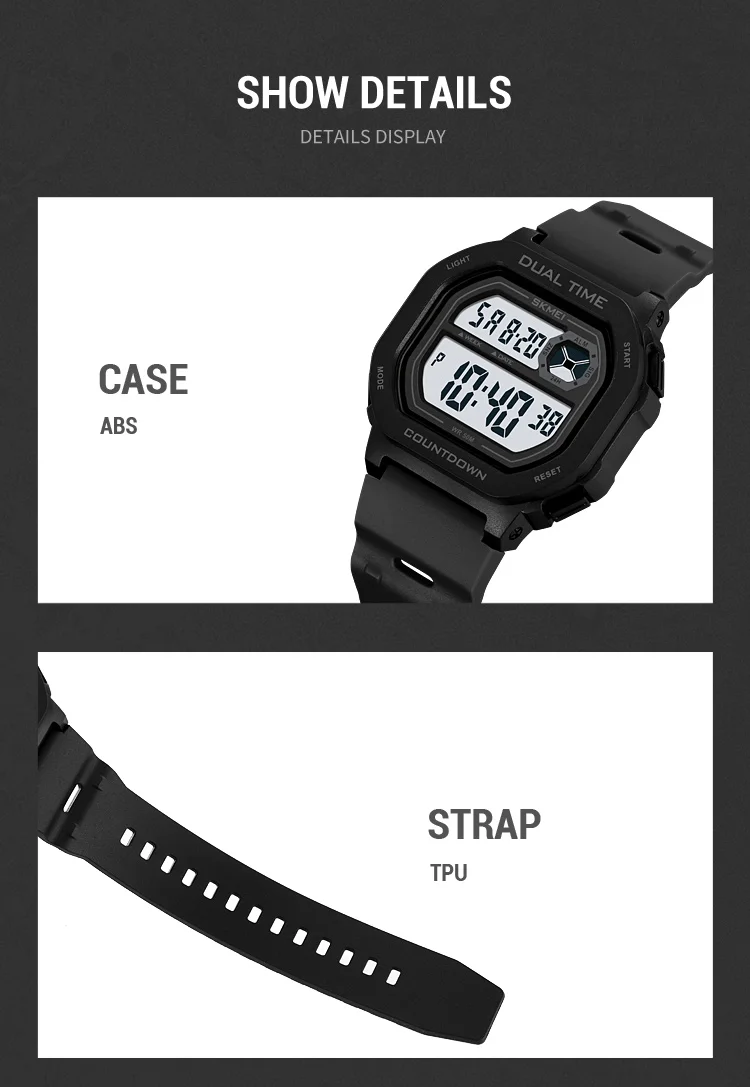 SKMEI Large Dial Sport Digital Electronics Watches For Men Women Students Fashion Chrono Countdown Alarm Wristwatch reloj hombre