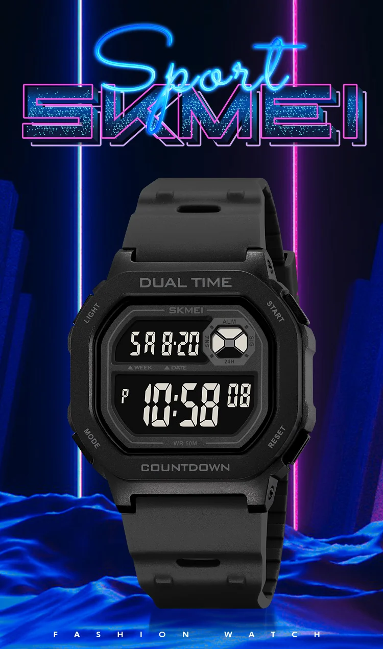 SKMEI Large Dial Sport Digital Electronics Watches For Men Women Students Fashion Chrono Countdown Alarm Wristwatch reloj hombre