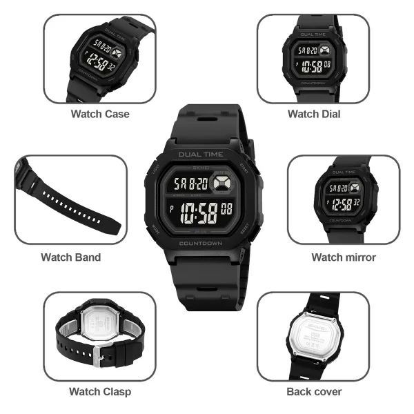 Skmei 2543 Multifunction Digital Sports Watch with Dual Time and Countdown Alarm (50M Waterproof) - Image 4