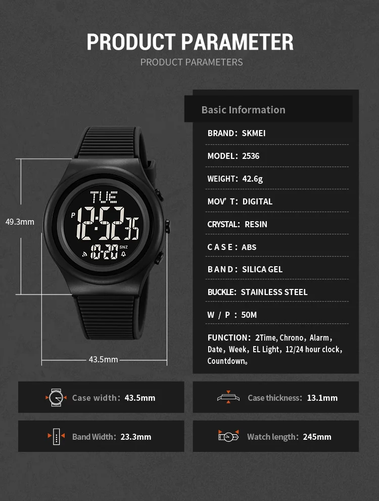 SKMEI Simple Alarm Chrono Digital Watch Count Down Military Sports Wristwatch For Men Women Waterproof Date Electronics Watches