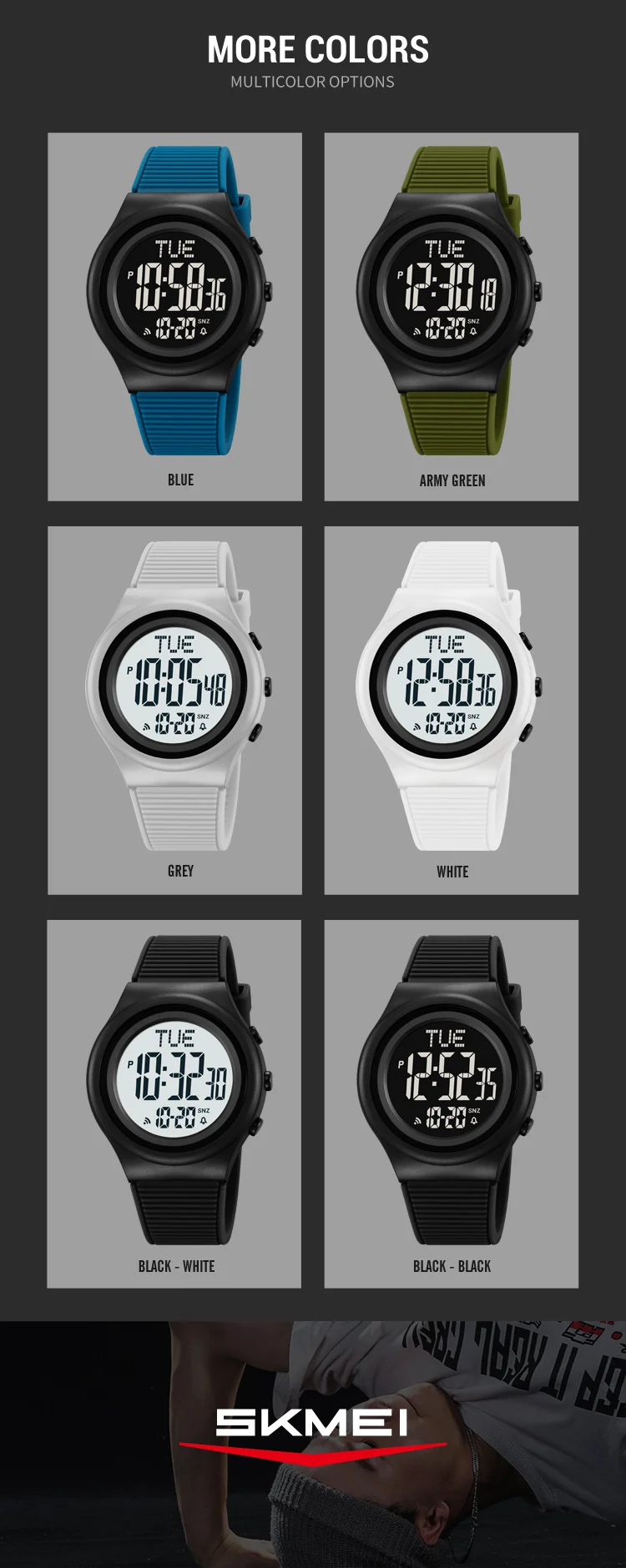 SKMEI Simple Alarm Chrono Digital Watch Count Down Military Sports Wristwatch For Men Women Waterproof Date Electronics Watches