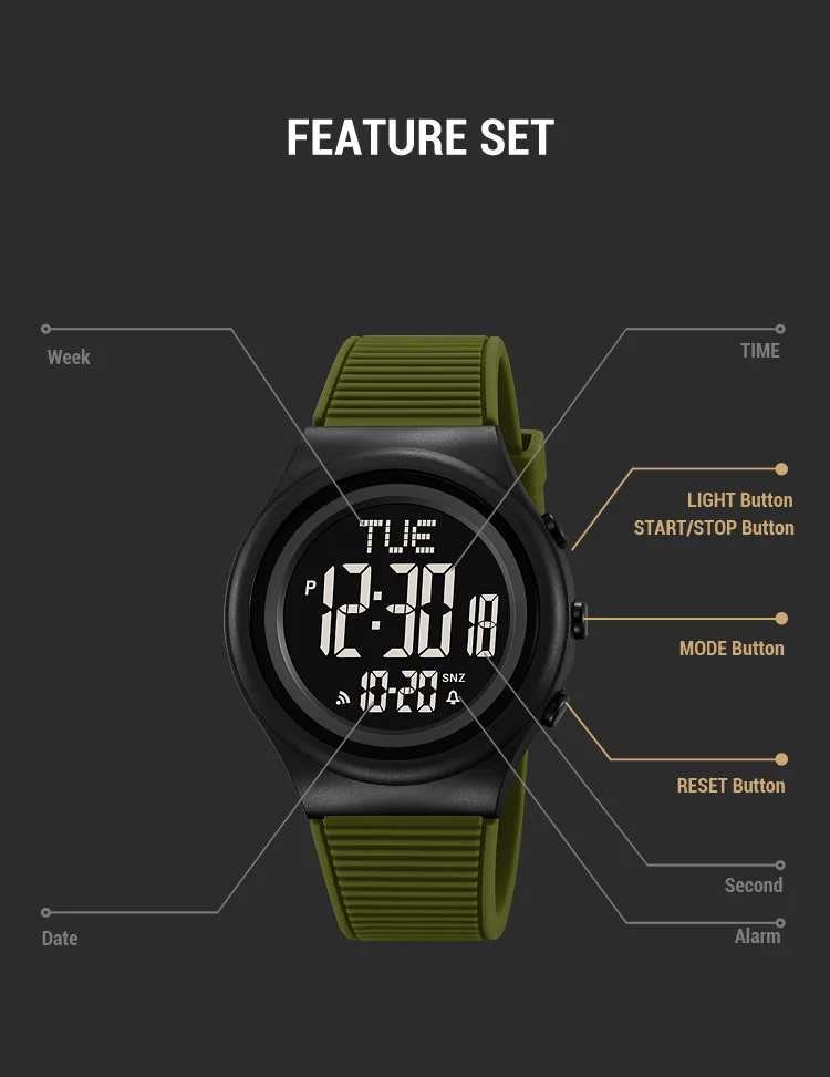 SKMEI Simple Alarm Chrono Digital Watch Count Down Military Sports Wristwatch For Men Women Waterproof Date Electronics Watches