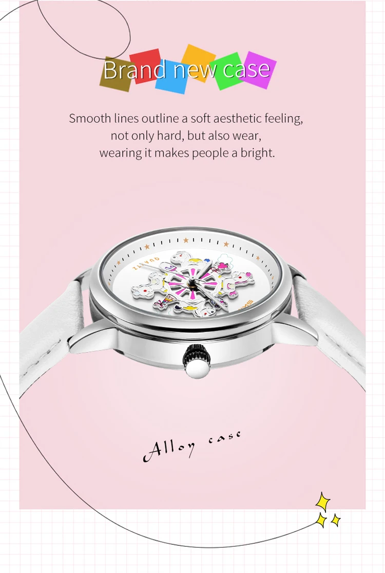 SKMEI 360° Turn Dial Quartz Watches For Women Fashion Lady Wristwatch 3Bar Waterproof Female Cute Cartoon Cat Watch Reloj Mujer