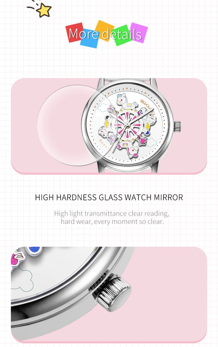 SKMEI 360° Turn Dial Quartz Watches For Women Fashion Lady Wristwatch 3Bar Waterproof Female Cute Cartoon Cat Watch Reloj Mujer
