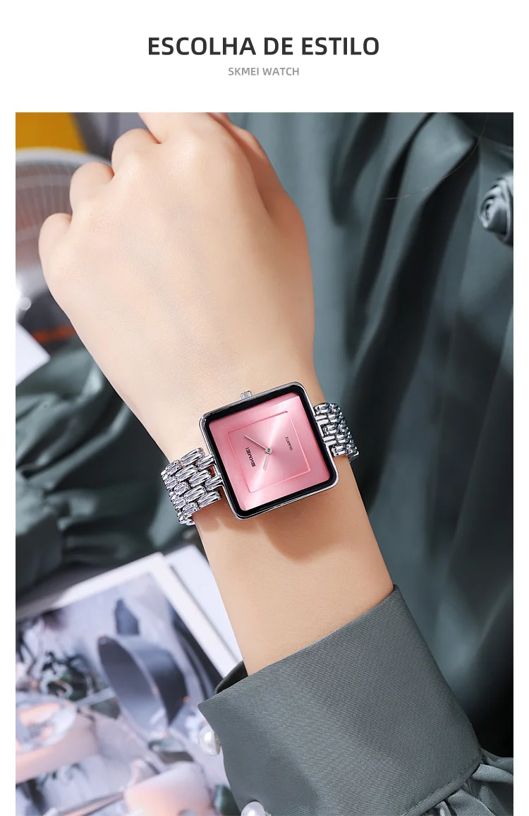 SKMEI Creative Lady Quartz Wristwatches Simple Elegant Sweet Watches For Women Fashion 3Bar Waterproof Female Watch Reloj Mujer