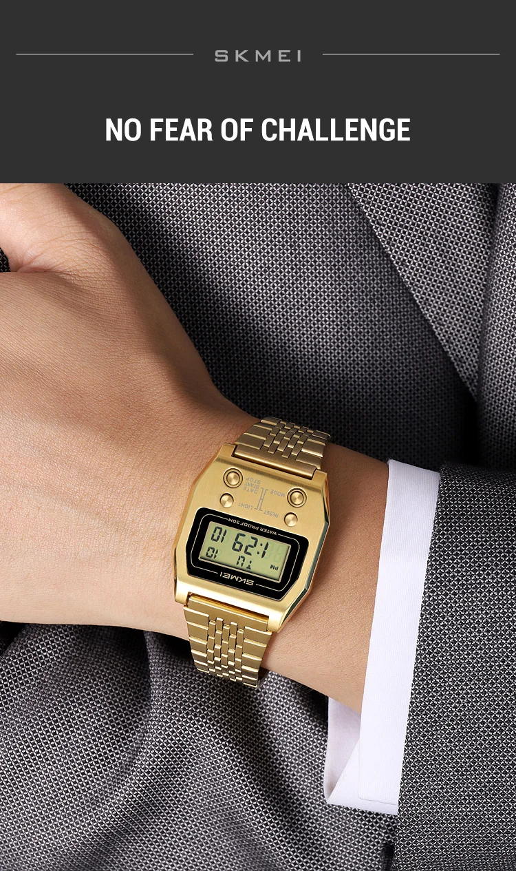 SKMEI Creative Stopwatch Waterproof Digital Electronic Watch For Men Women Fashion Stainless Steel Strip Wristwatch Reloj Hombre