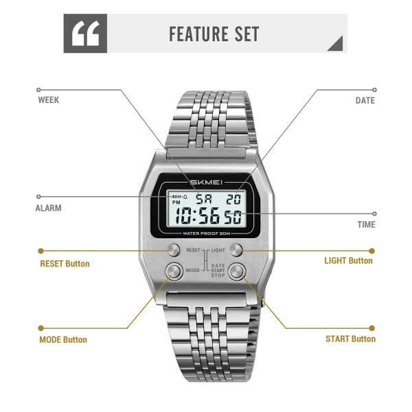 Skmei 2460 Multifunction Digital Sports Watch with Stopwatch and Countdown Timer for Men and Women (30M Waterproof) - Image 5