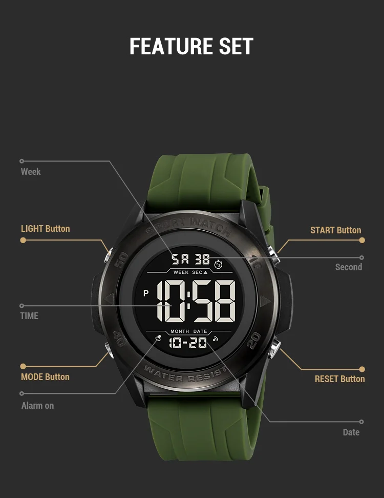 SKMEI Creative Alarm Chrono Digital Watch Countdown Military Sports Wristwatch For Men Women Waterproof Date Electronics Watches