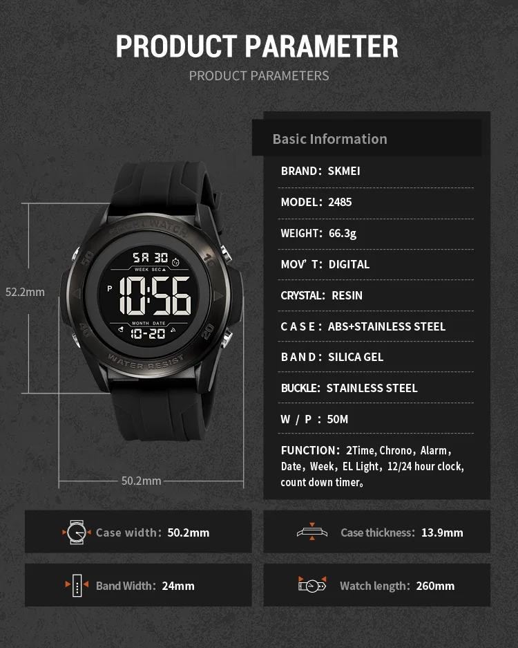 SKMEI Creative Alarm Chrono Digital Watch Countdown Military Sports Wristwatch For Men Women Waterproof Date Electronics Watches